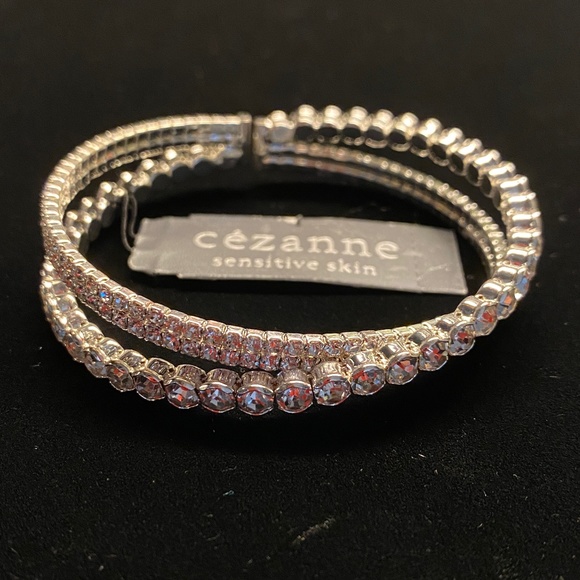 Cezanne Silver Color Rhinestone Cuff Bracelet with Box - Picture 2 of 7